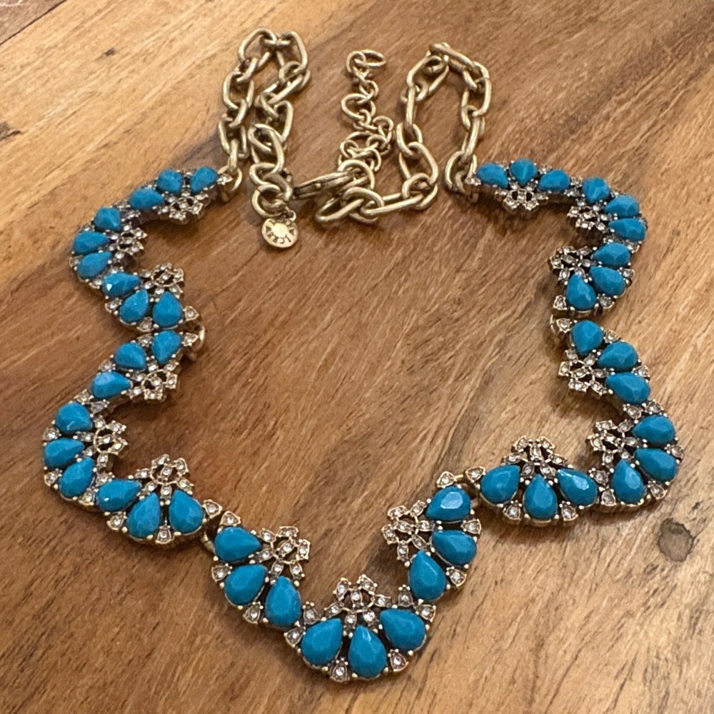 J CREW NECKLACE Turquoise & Crystal Statement Necklace